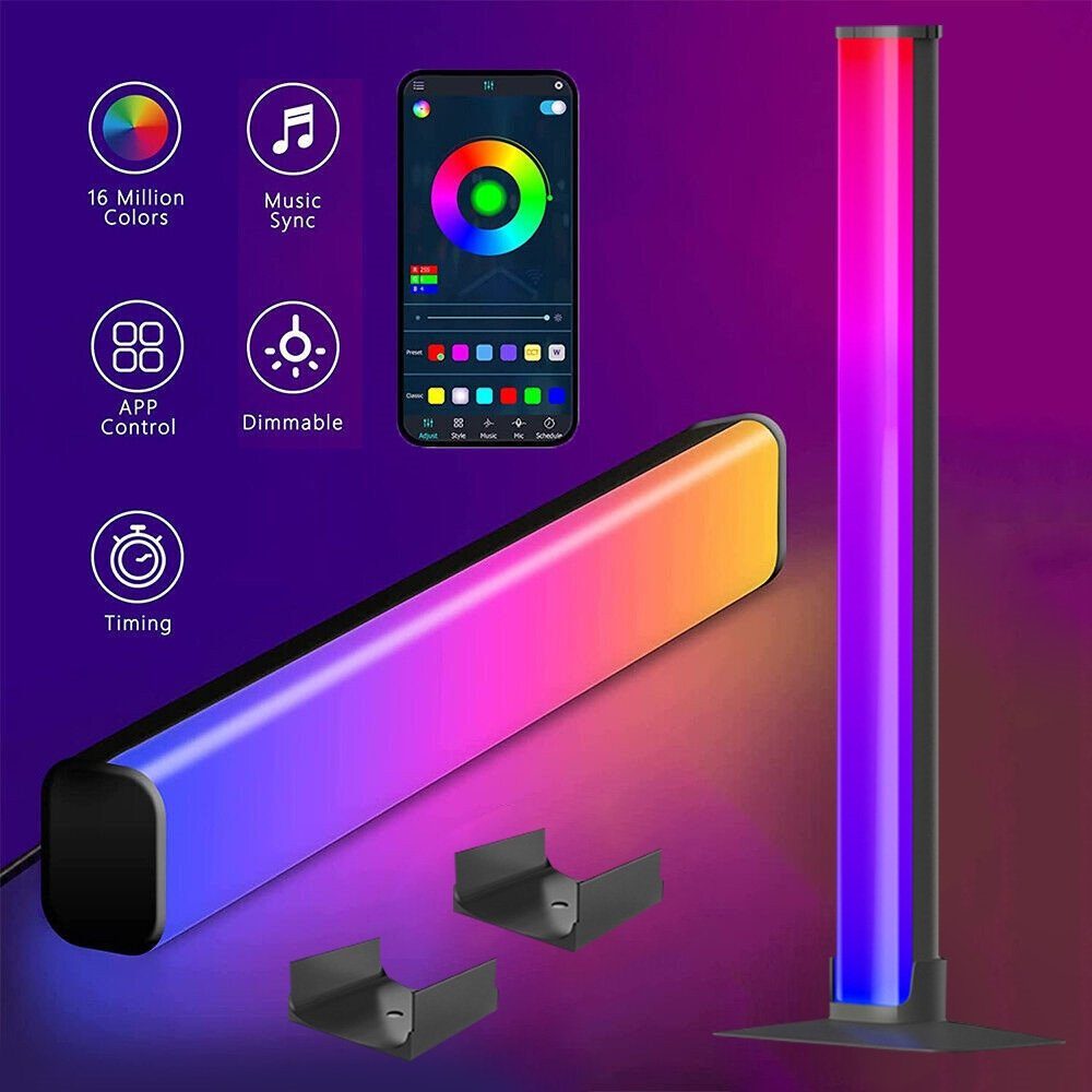 DESUO LED-Streifen 2er LED TV Mio. Gaming für Farben 16 Smart RGB Lampe Deko mit Lightbar