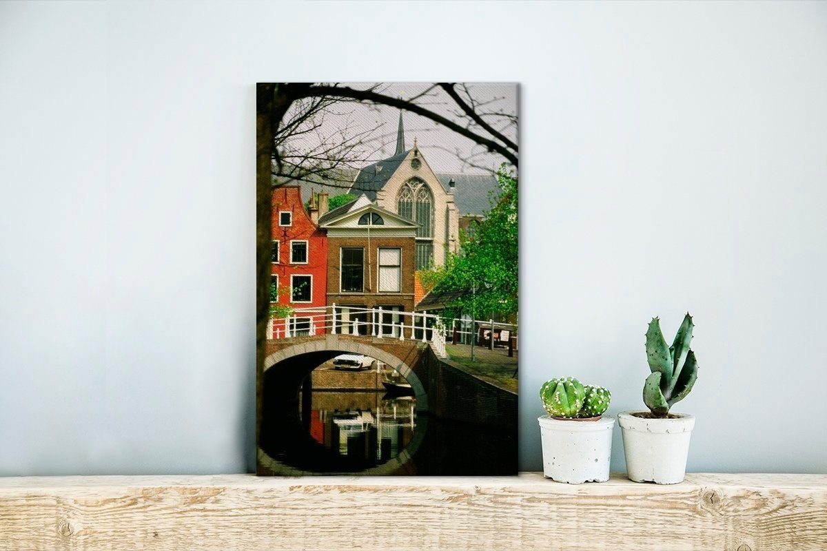 Leiden - St), Pflanzen, (1 20x30 cm Leinwandbild Leinwandbild Brücke - bespannt inkl. OneMillionCanvasses® fertig Gemälde, Zackenaufhänger,