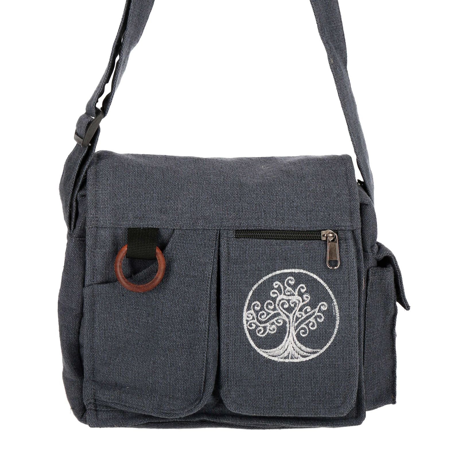 UND MAGIE Handtasche der Liebe Baum Schultertasche Grau +Schulterriemen Damen Lebensbaum KUNST Hippie