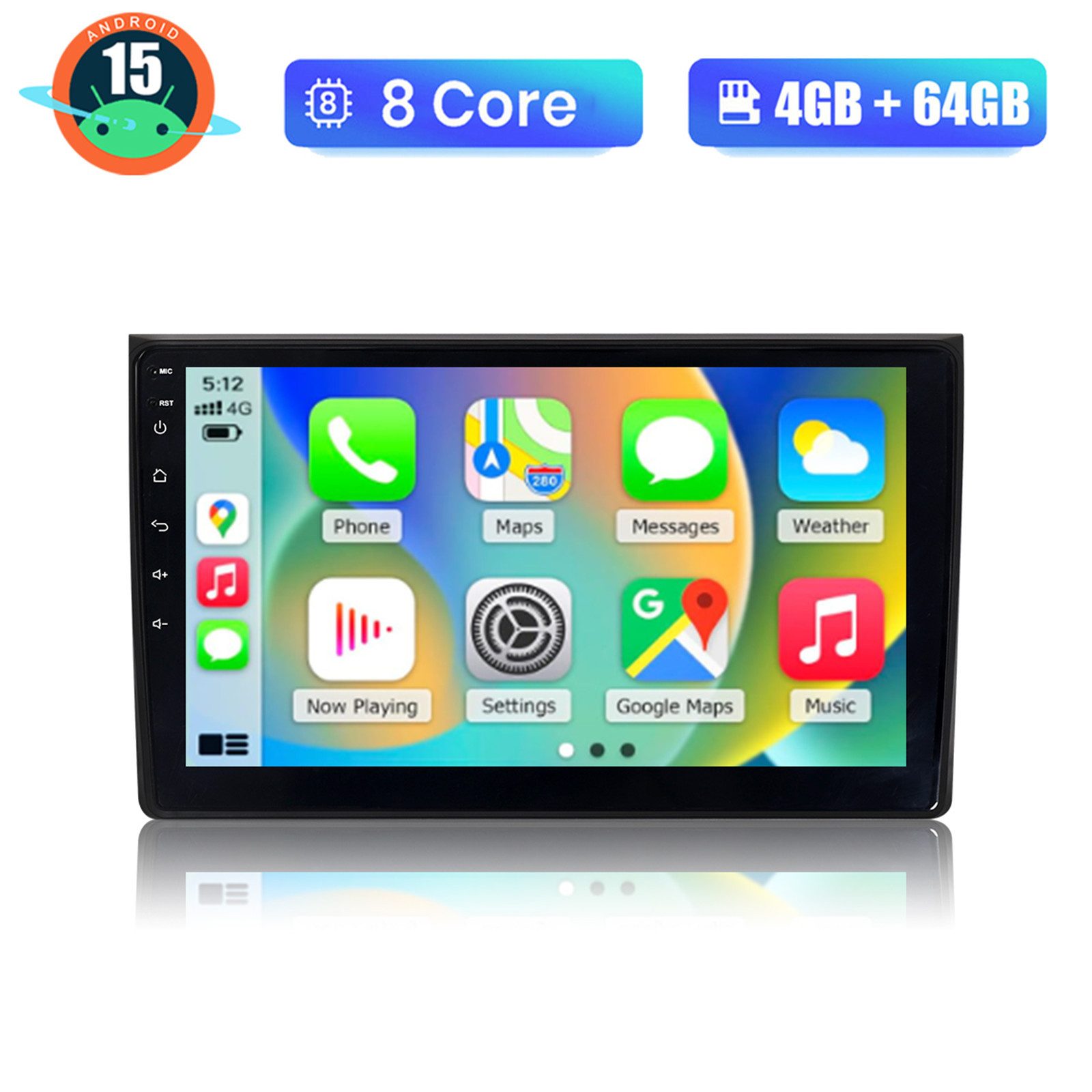 A-Sure Autoradio Android 15 Carplay Für Audi A4 S4 RS4 B6 B7 SEAT EXEO Autoradio (DSP, RDS, 4 Core, Digitalradio (DAB), 8 Core, 1280*720)