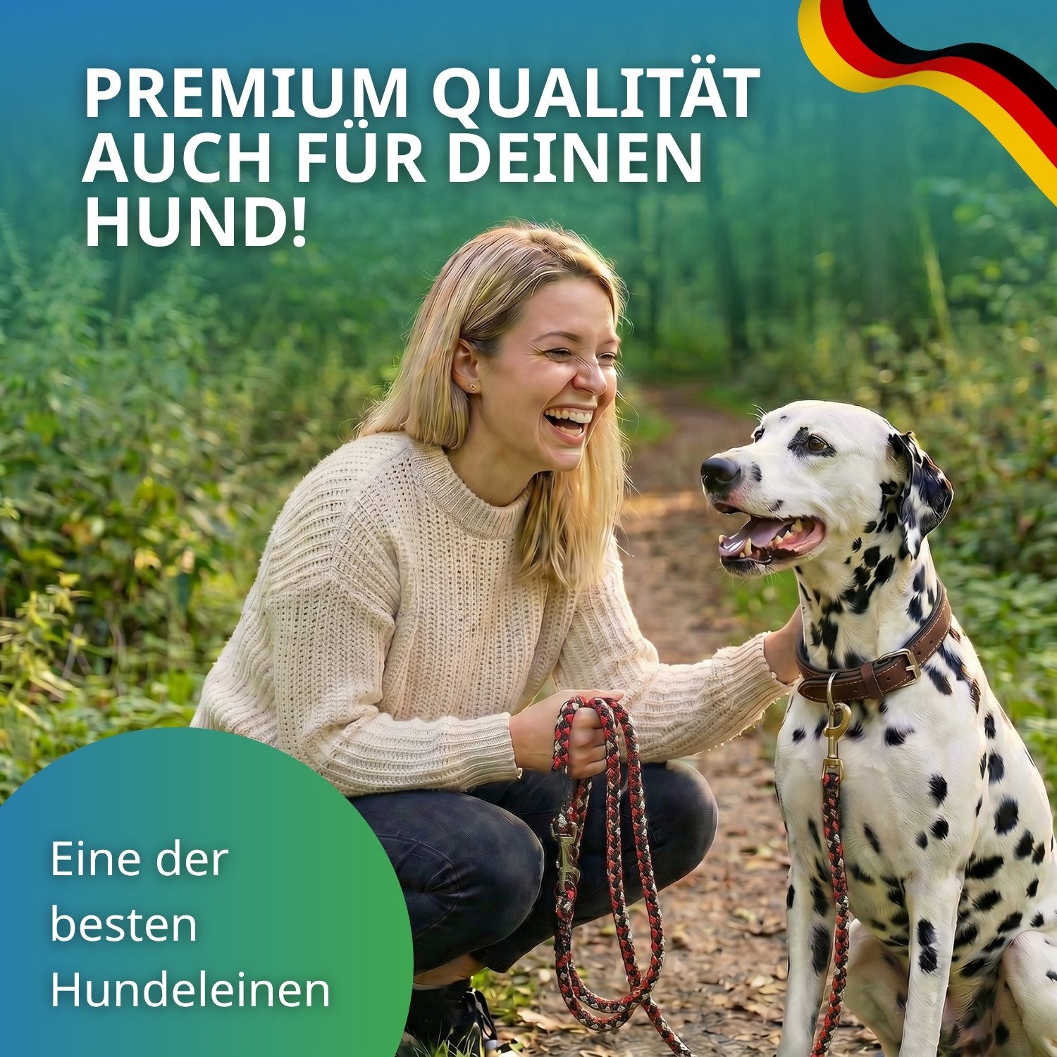 Activity4Dogs Hundeleine große Hunde bis 60 kg, mehrfarbig geflochten, 4-fach verstellbar, 3 m, auch als Doppelleine für 2 Hunde, Premium Qualität aus Deutschland