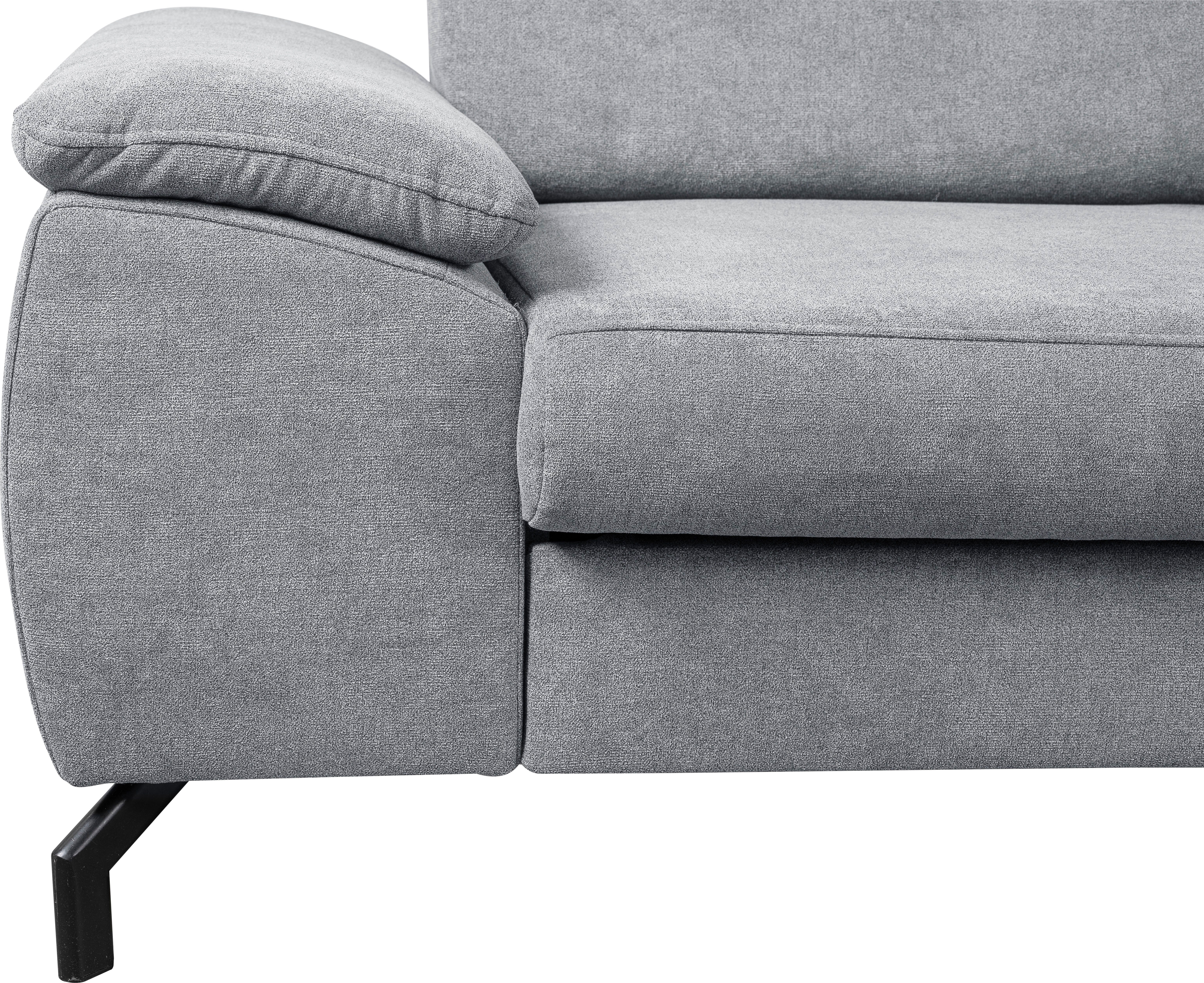 Kopfteile Ecksofa WERK2 | Hellgrau Hellgrau verstellbar Schlaffunktion, Modernes Sofa Hellgrau mit Panama, Bettkasten, |