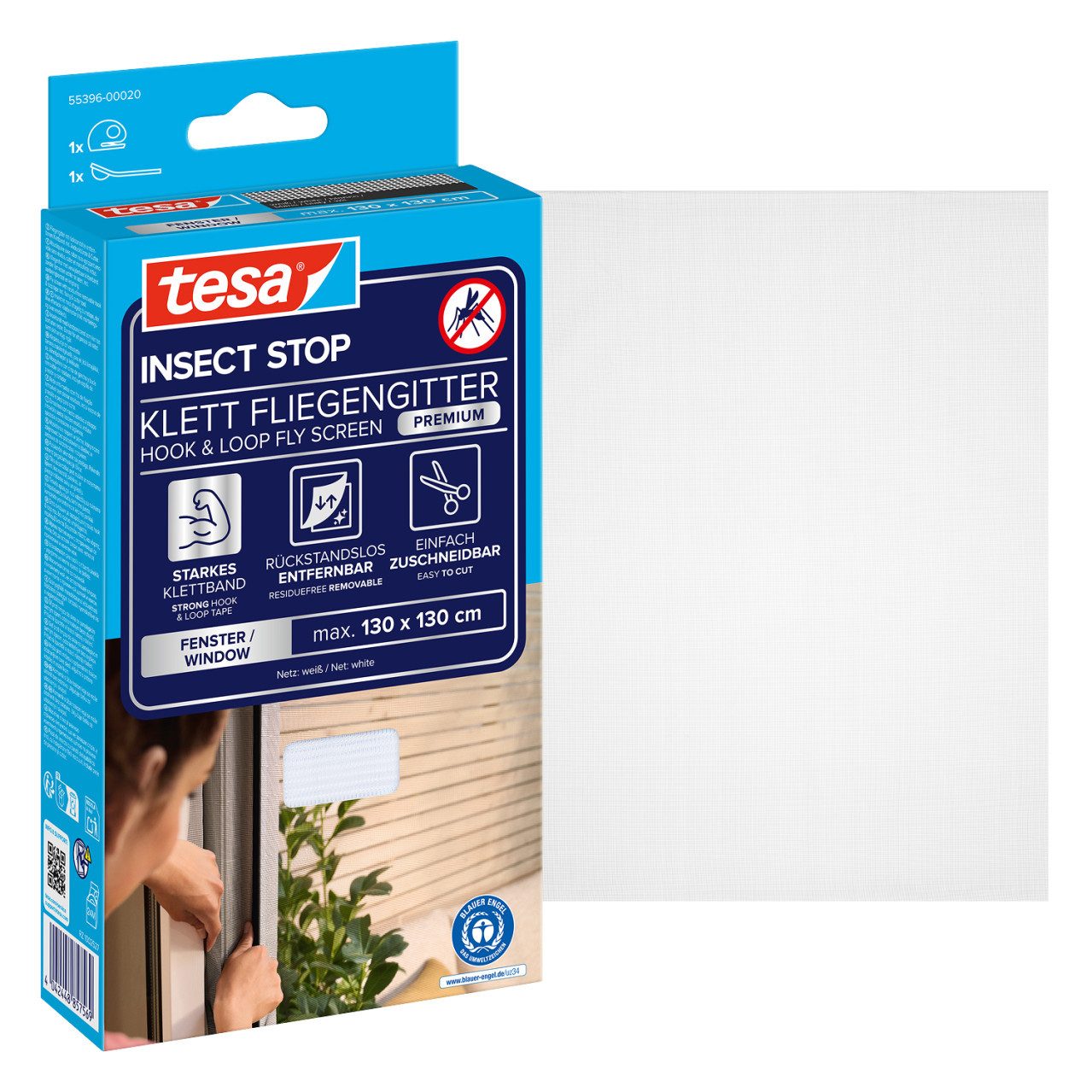 tesa Fliegengitter-Gewebe tesa Fliegenschutz-Fenster COMFORT 130 x 130 cm -