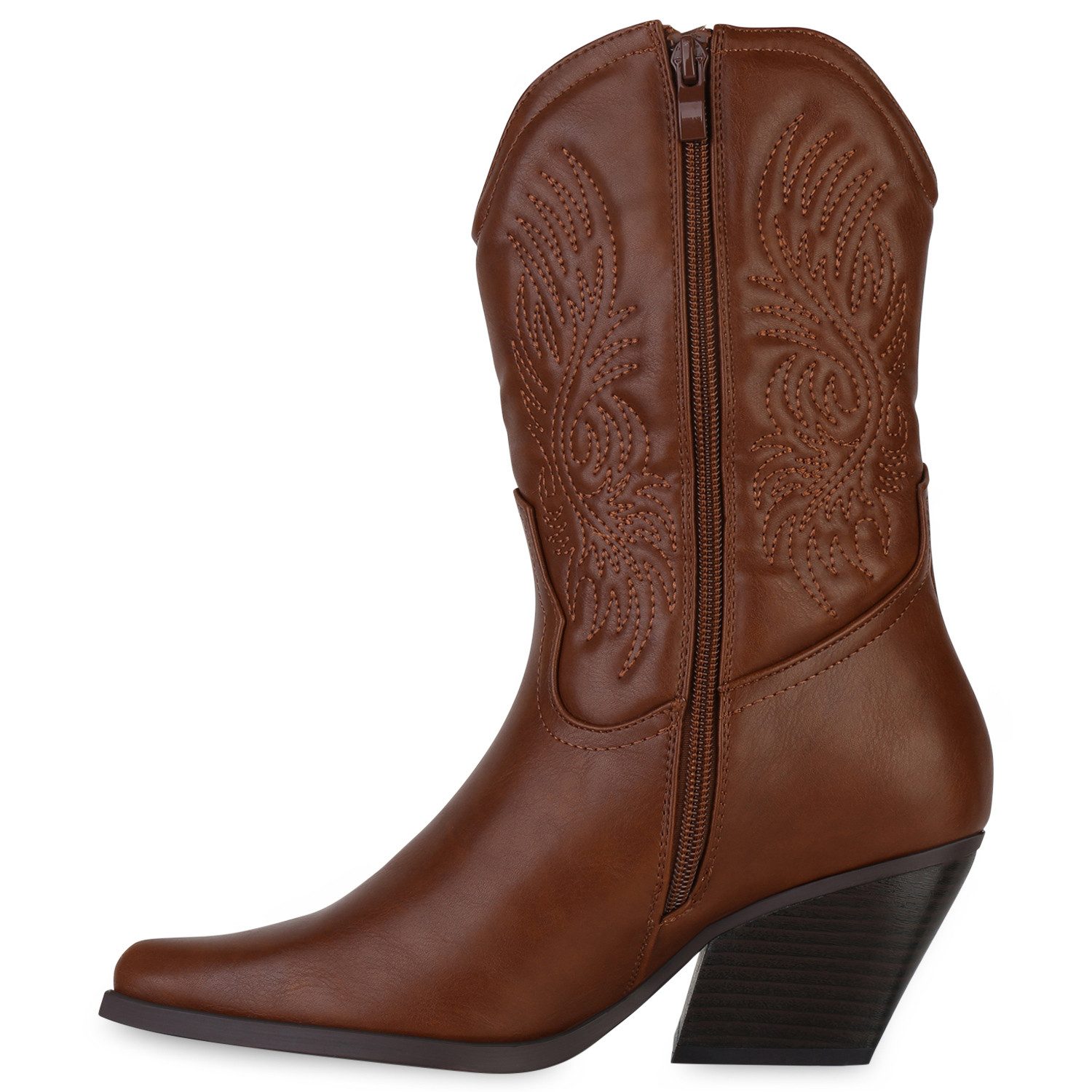 VAN HILL 840253 Cowboy Boots Damen Stiefeletten Cowboy Boots Stickereien Ho günstig online kaufen