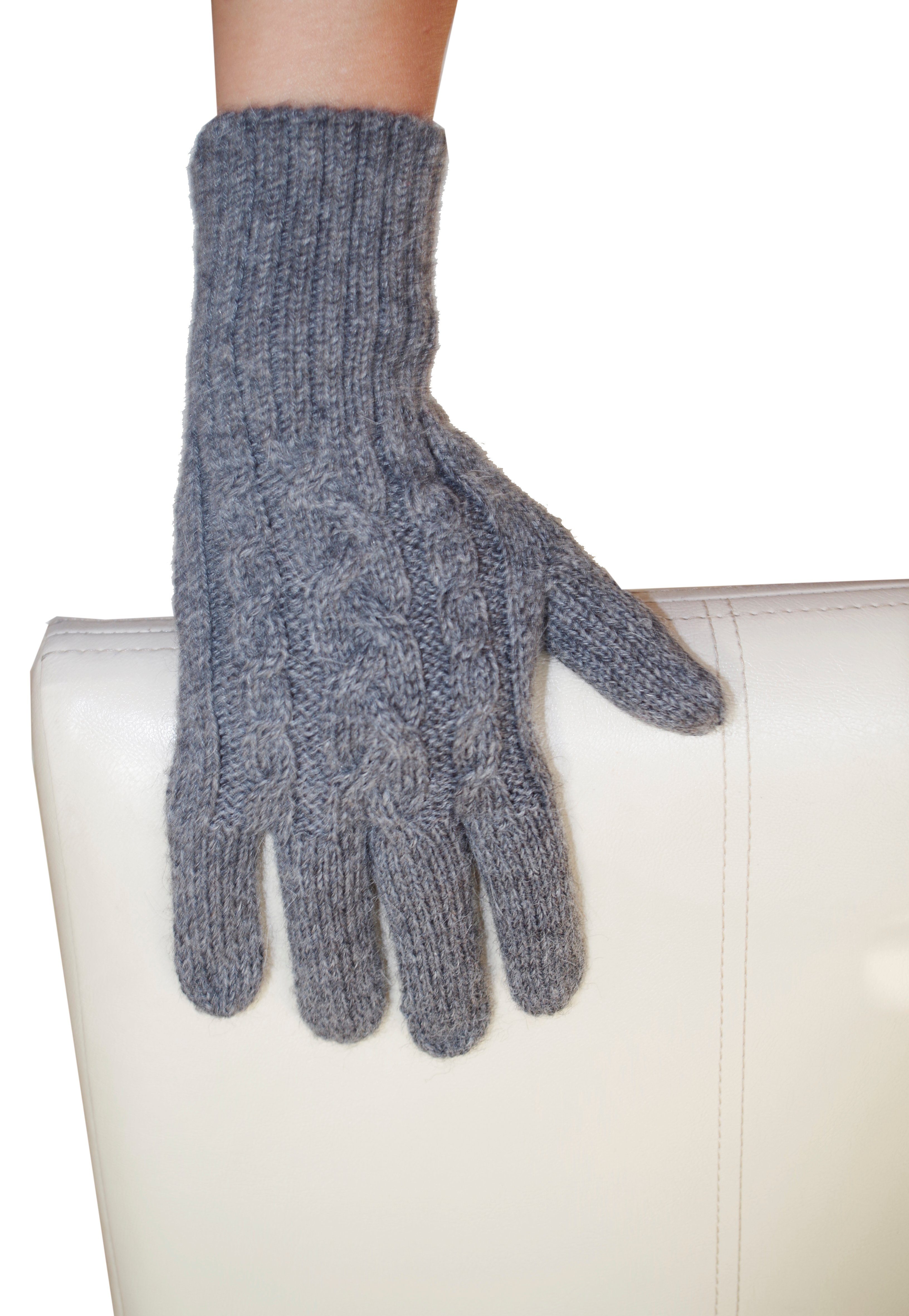 Strickhandschuhe Gear aus Fingerhandschuhe Posh Alpakawolle grau Guantibrada Alpaka 100%