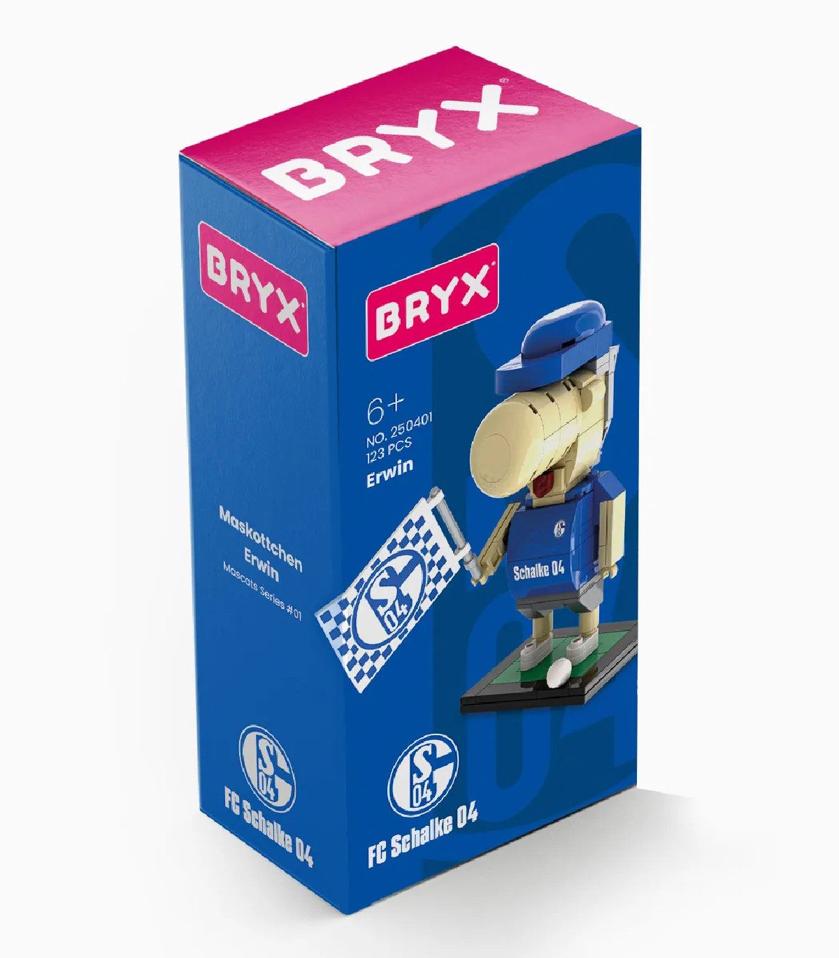 BRYX FC Schalke 04 Maskottchen Erwin Konstruktionsspielsteine, (123 St), Maskottchenfigur mit 123 Teilen