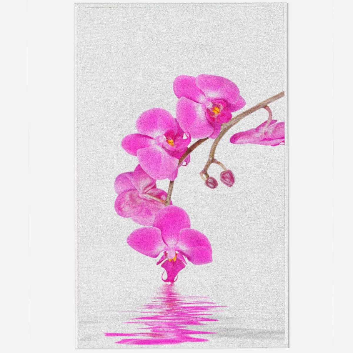 Ekershop Badematte Orchideen Badteppich Badvorleger für Dusche WC Duschvorhang, rutschhemmend beschichtet, fußbodenheizungsgeeignet, schnell trocknend, Polyester, 50 cm x 60 cm