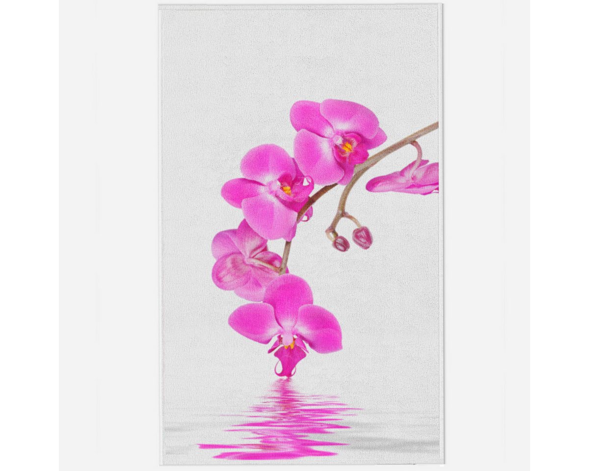 Ekershop Badematte Orchideen Badteppich Badvorleger für Dusche WC Duschvorhang, rutschhemmend beschichtet, fußbodenheizungsgeeignet, schnell trocknend, Polyester, 50 cm x 60 cm
