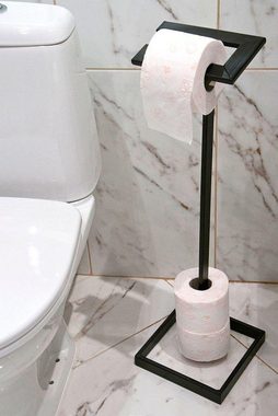 DanDiBo Toilettenpapierhalter Design Toilettenpapierhalter Modern Schwarz Metall 75 cm Gala WC Rollenhalter Freistehend WC Papierhalter