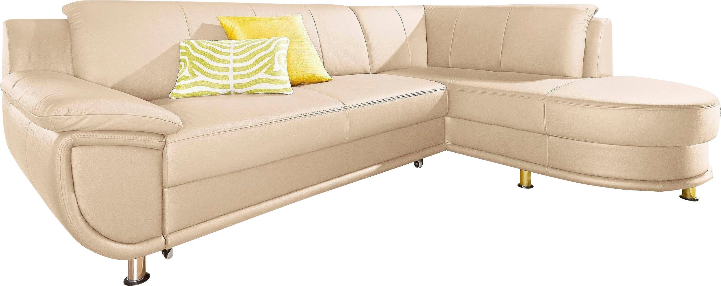 TRENDMANUFAKTUR Ecksofa Rondo, zeitlos und elegant, bequem, L-Form, wahlweise mit Federkern, wahlweise mit Bettfunktion