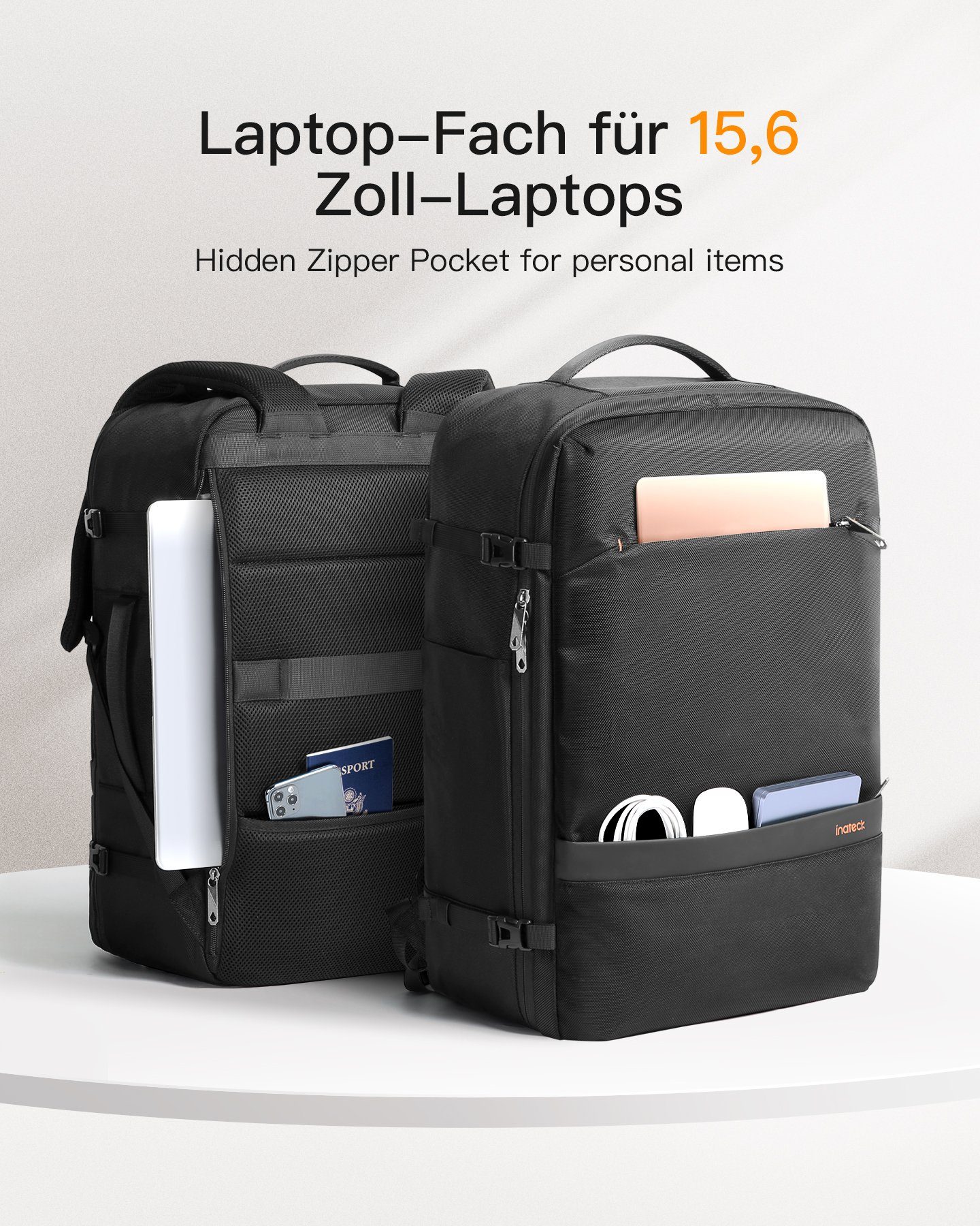Inateck Reiserucksack 42L Laptop Rucksack Herren Damen Groß Handgepäck – Bild 4 von 5
