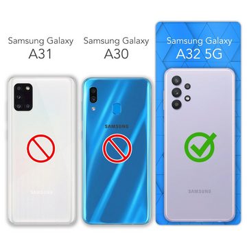 EAZY CASE Handyhülle Liquid Glittery Case für Samsung Galaxy A32 5G 6,5 Zoll, Kratzfeste Silikonhülle stoßfestes Back Cover Phone Case Etui Silber