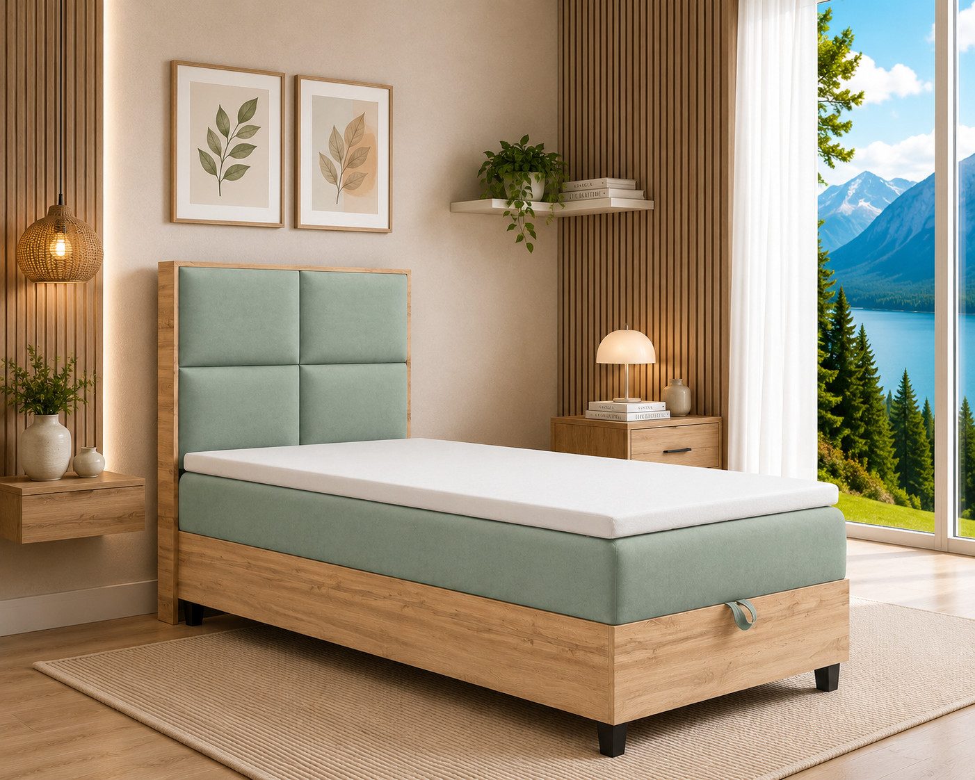 Best for Home Boxspringbett Einzelbett Trinity K-2 Plate Single mit Bettkasten & Topper H3 (Einzelbett, Polsterbett mit gepolstertes Kopfteil, Jugendbett, Kinderbett versch. Größen, 4-St., 70x200 80x200 90x200 100x200 cm), Verschiedene Liefermöglichkeiten, TOP Preis-Leistungs-Verhältnis