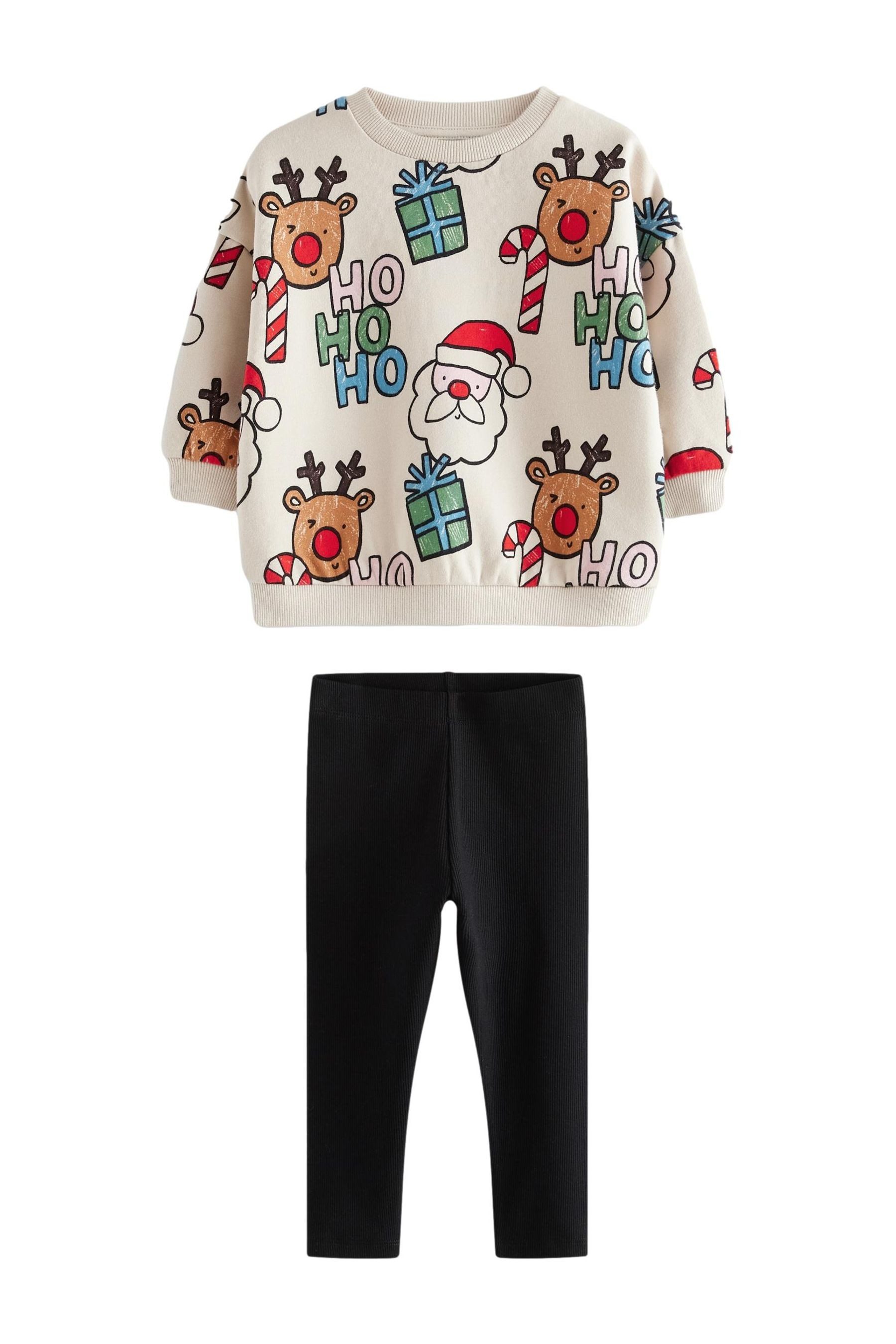 Langarmshirt & Leggings Weihnachts-Sweatshirt und Leggings im Set