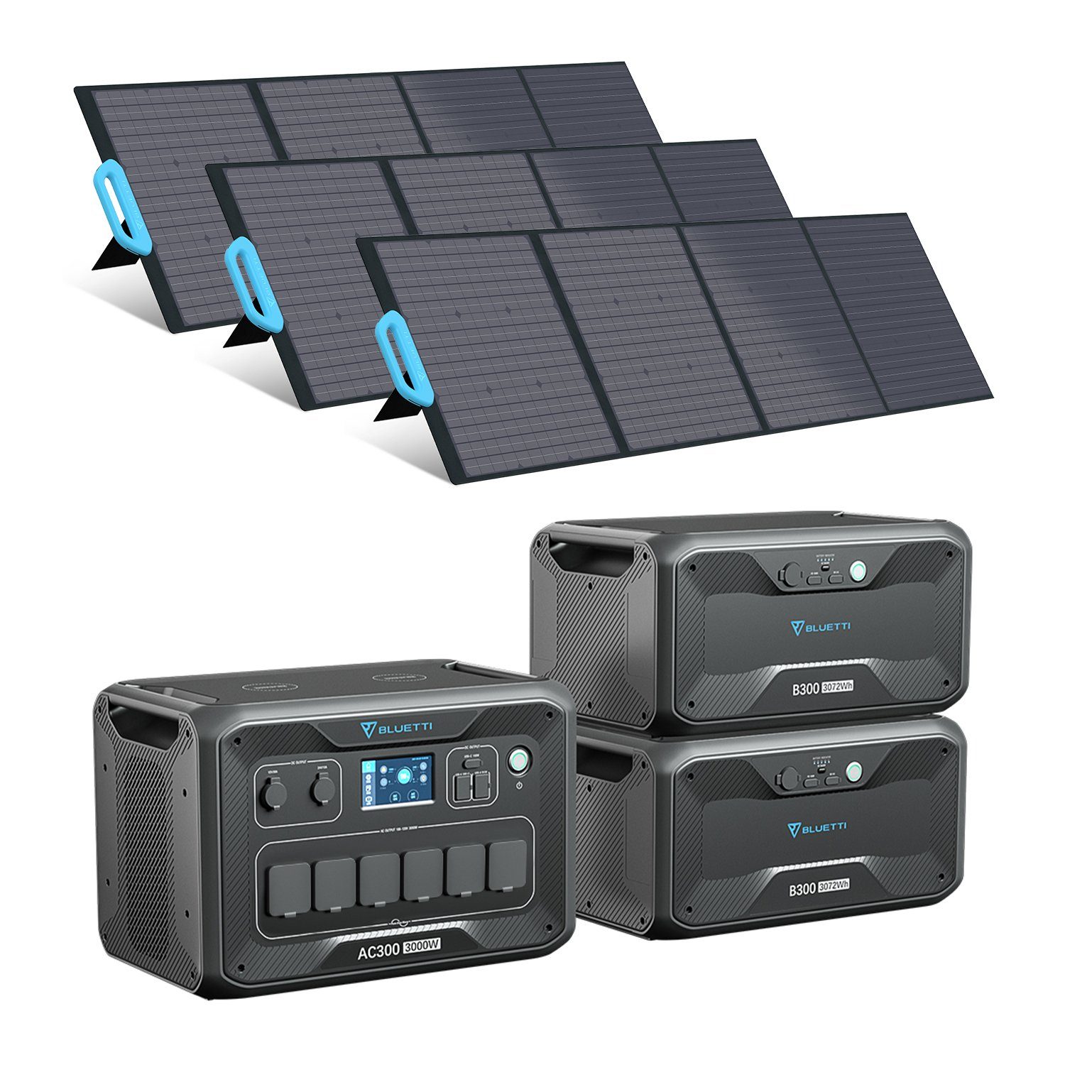 BLUETTI Stromerzeuger AC300+2*B300+3*PV200 Stromgenerator Solar Panels, Generator 3000W/6144Wh und (1-tlg), Solar