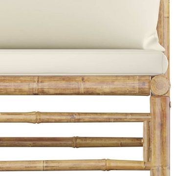 furnicato Garten-Essgruppe 3-tlg. Garten-Lounge-Set mit Cremeweißen Kissen Bambus