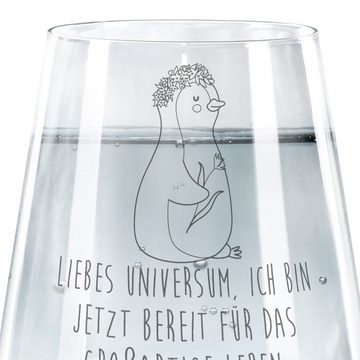 Mr. & Mrs. Panda Glas Pinguin Blumen - Transparent - Geschenk, Wünsche, Wasserglas, Geschen, Premium Glas, Liebevolle Gestaltung