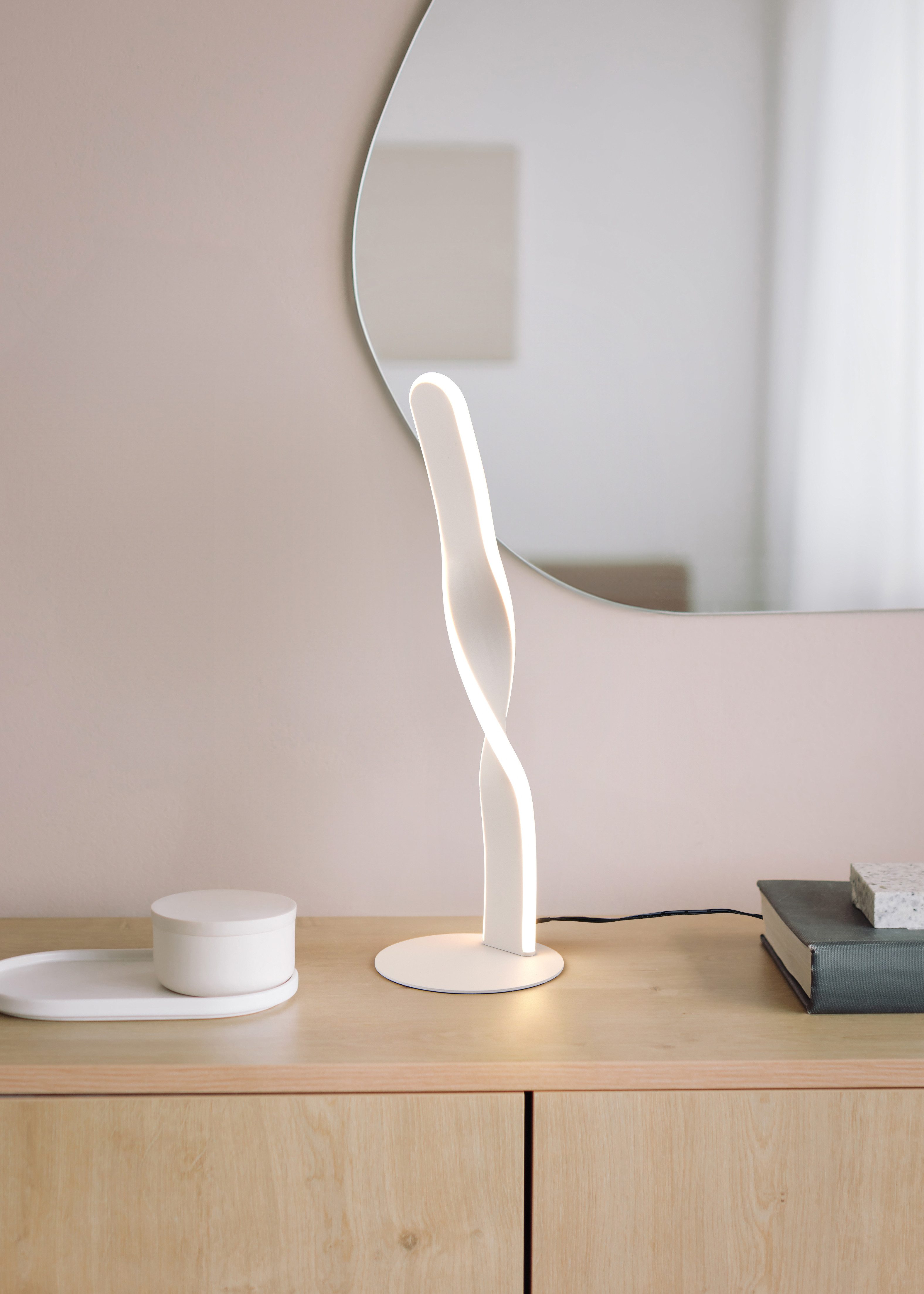 OTTO home LED Tischleuchte ADELLA, LED Tischlampe 10W 1020 Lumen 3000K warmweiß, Höhe 41 cm, Ein-/Ausschalter, LED fest integriert, Warmweiß, Metall in warm grey, Schnurschalter ON/OFF mit 150cm Kabel