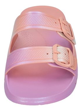 Fitflop IQUSHION IRIDESCENT TWO-BAR BUCKLE SLIDES Zehentrenner Uraban White Mix