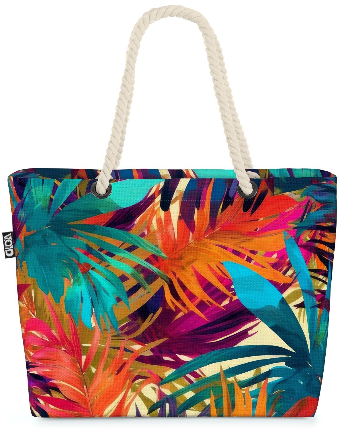 VOID Strandtasche (1-tlg), Bunte Palmenblätter Palmen tropen dschungel palmen blätter floral wil | Strandtaschen