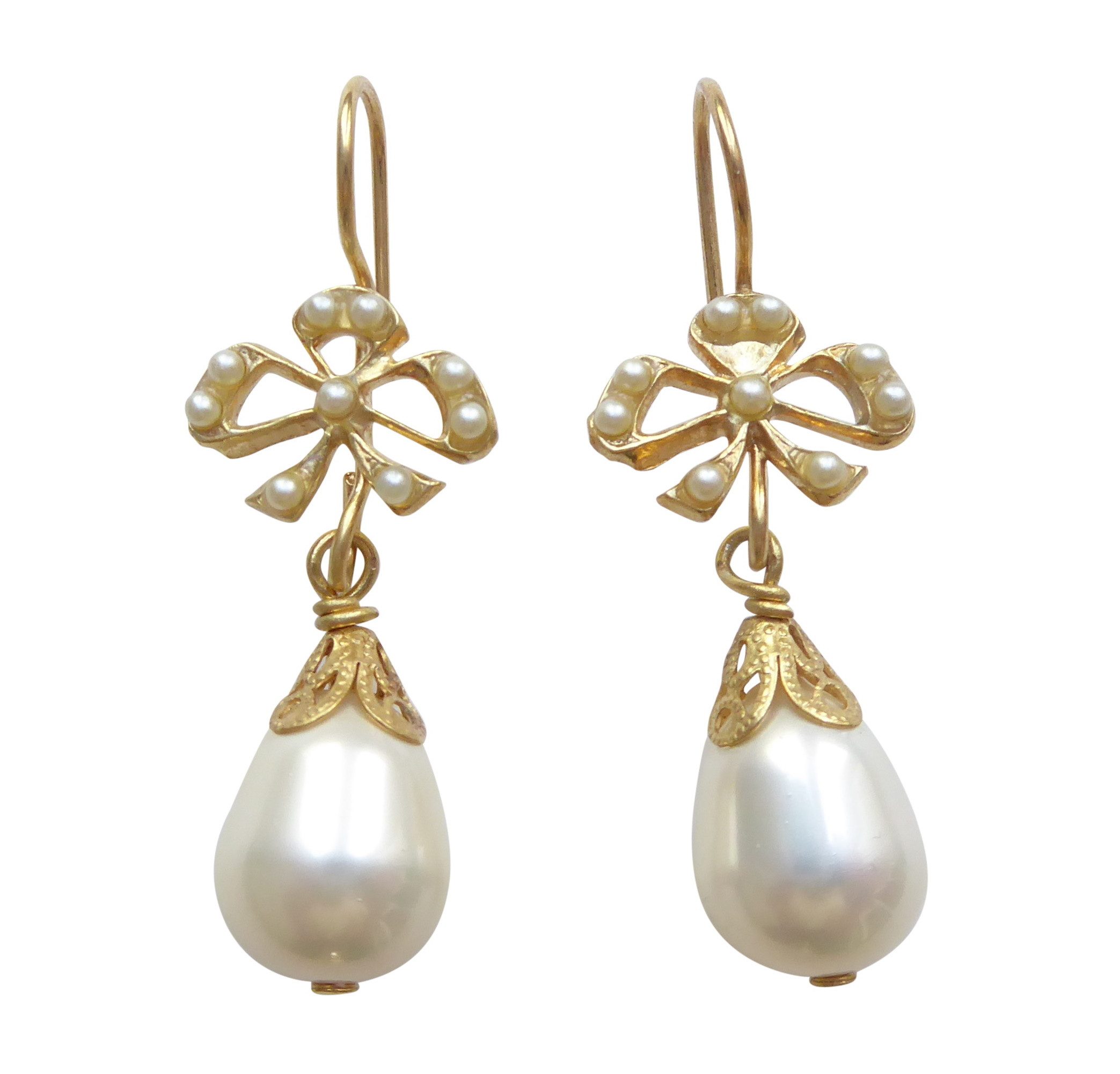 Mugello Paar Серьги Papillon Perle nostalgisch verspielt Vintage Jugendstil festlich, Handarbeit aus kleiner florentinischen Manufaktur, Vintageschmuck