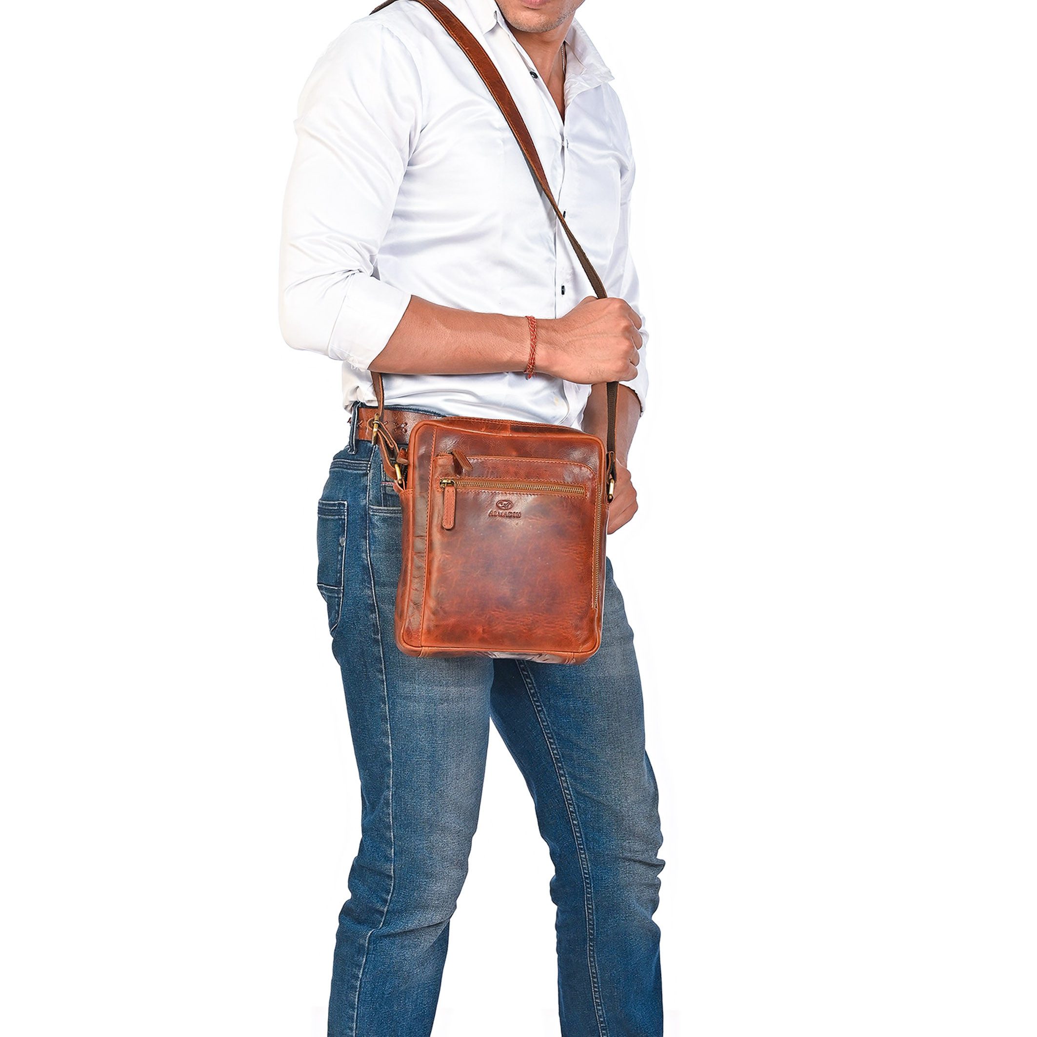 ALMADIH Umhängetasche Leder Herren LUC - Kompakte echte Ledertasche für Arb günstig online kaufen