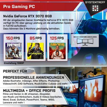 SYSTEMTREFF Gaming-PC-Komplettsystem (27", AMD Ryzen 9 5900X, GeForce RTX 3070, 32 GB RAM, 1000 GB SSD, Windows 11, WLAN)