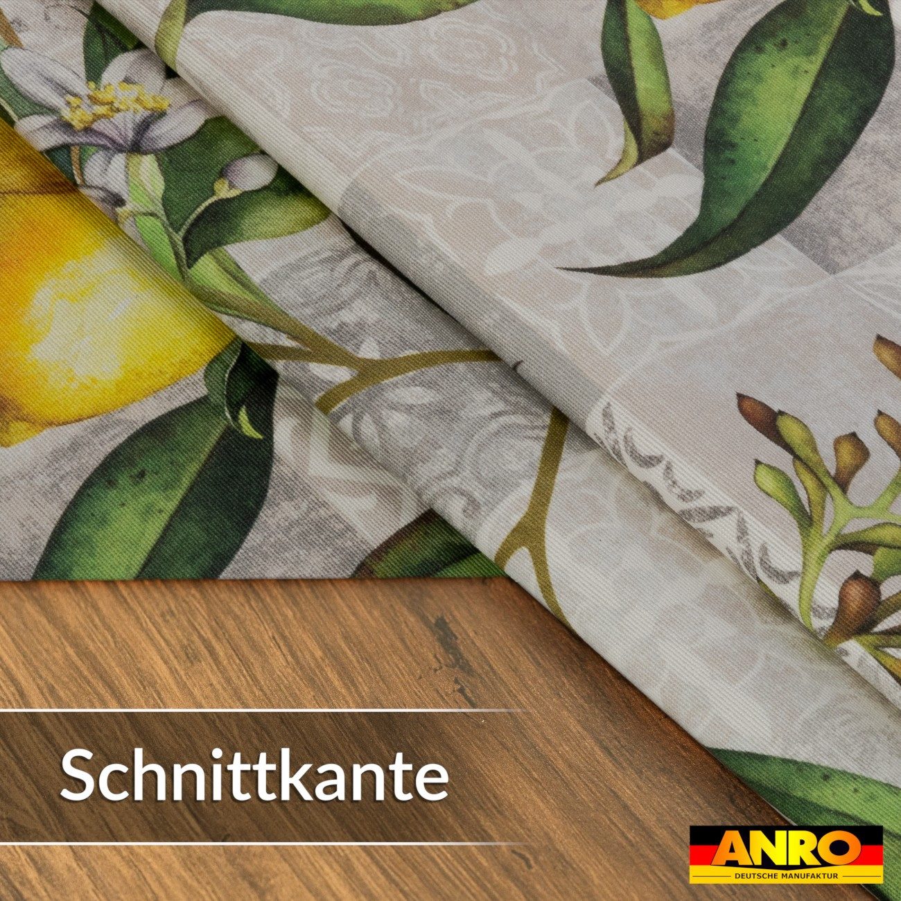 ANRO Tischdecke abwaschbar Madrid Stoff Premium Mediterran Zitrone (Einzelstück 1-tlg), Stoff schmutzabweisend 90x130cm Mediterran Grau