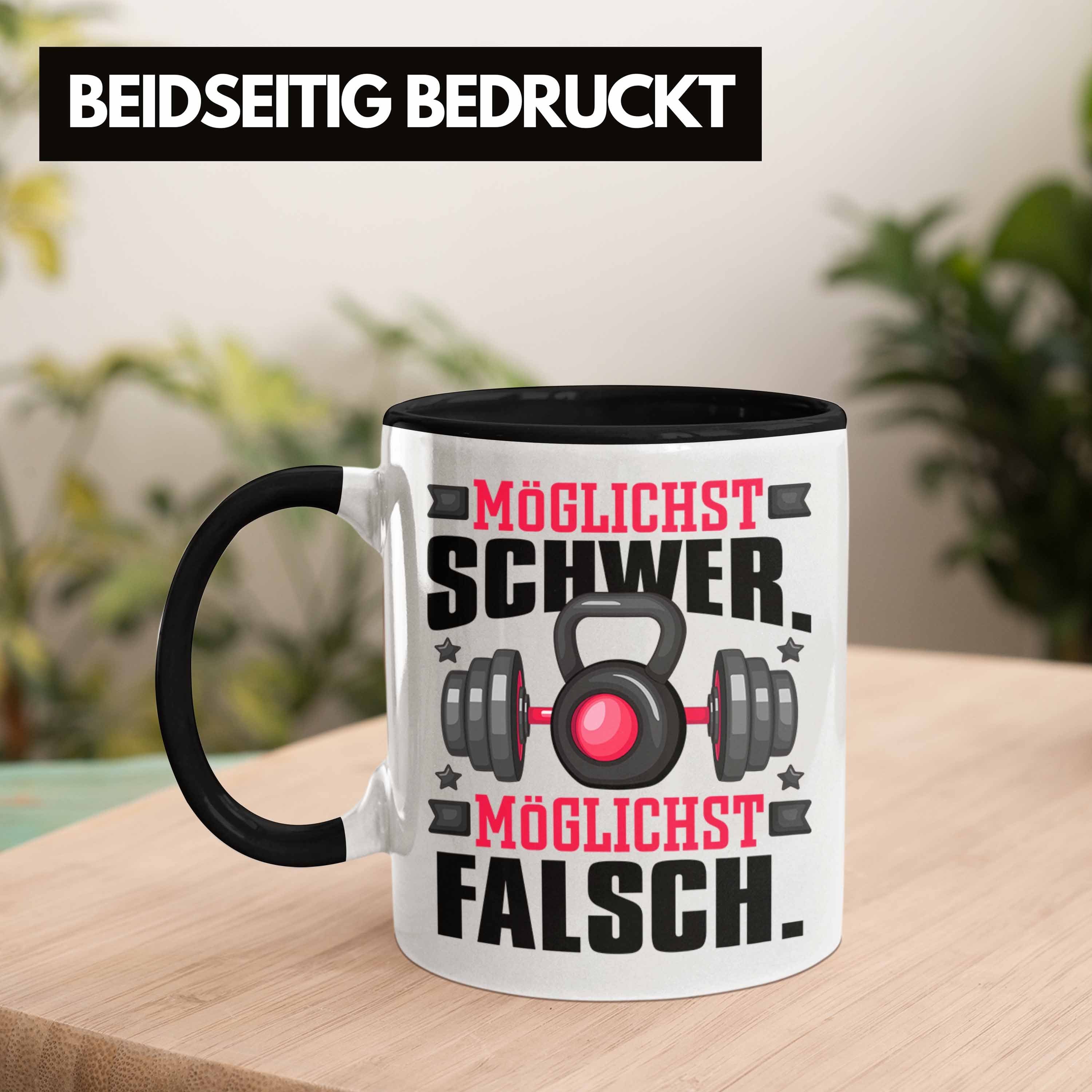 Bodybuild Tasse Schwer Trendation Möglichst Geschenk Möglichst Tasse Falsch Bodybuilder Schwarz