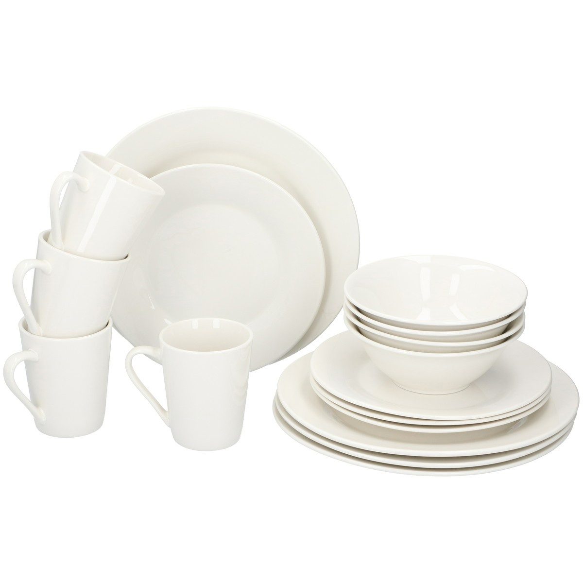 Alpina Frühstücks-Geschirrset alpina Geschirrset 16-teilig - 4 Personen - weiß, Tonware