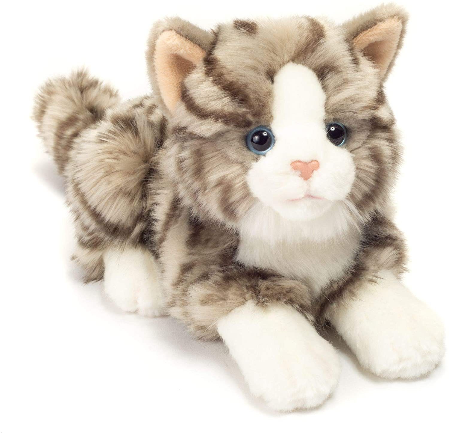 Teddy Hermann® Kuscheltier Katze liegend grau, 20 cm, zum Teil aus recyceltem Material