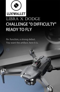 LUXWALLET Libra X Dodge - Hindernisvermeidungssensor Drohne (Full HD, Quadrocopter - 30Km/h - WiFi GPS 1,2 KM - 3-Achsen Gimbal -Mit Kamera)