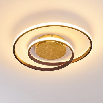 hofstein Deckenleuchte »Apagni« moderne Deckenlampe aus Metall in Gold m. 2 Ringen, 3000 Kelvin, 22 Watt, 2200 Lumen, dimmbar über Lichtschalter