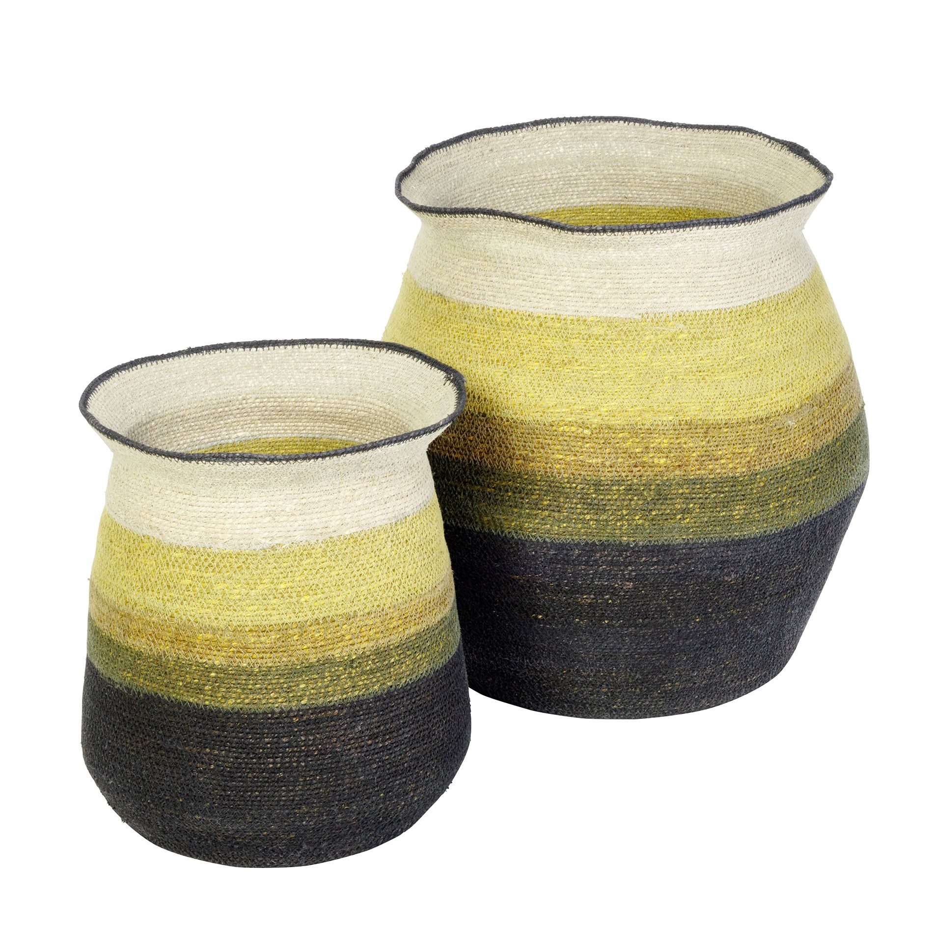 Lambert Dekokorb Ghana 2er Satz Korb Seegrasnatur/senf/schwarz klein: H 36 c...