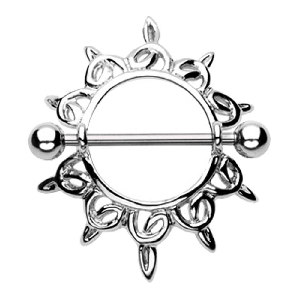 viva-adorno Brustwarzenpiercing Brustpiercing Nippelpiercing Schild Sonne Herzen