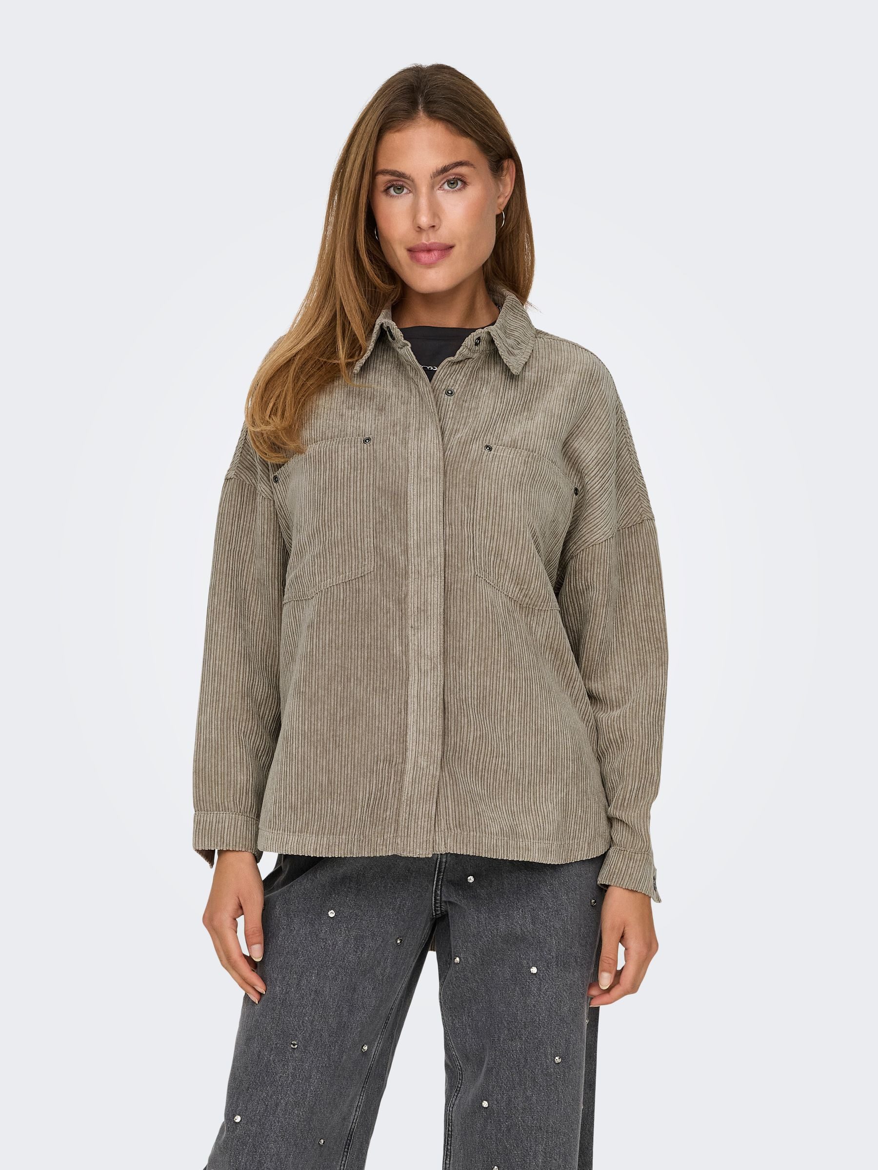 Blouson Coole Lockere Cordjacke mit Knopfleiste
