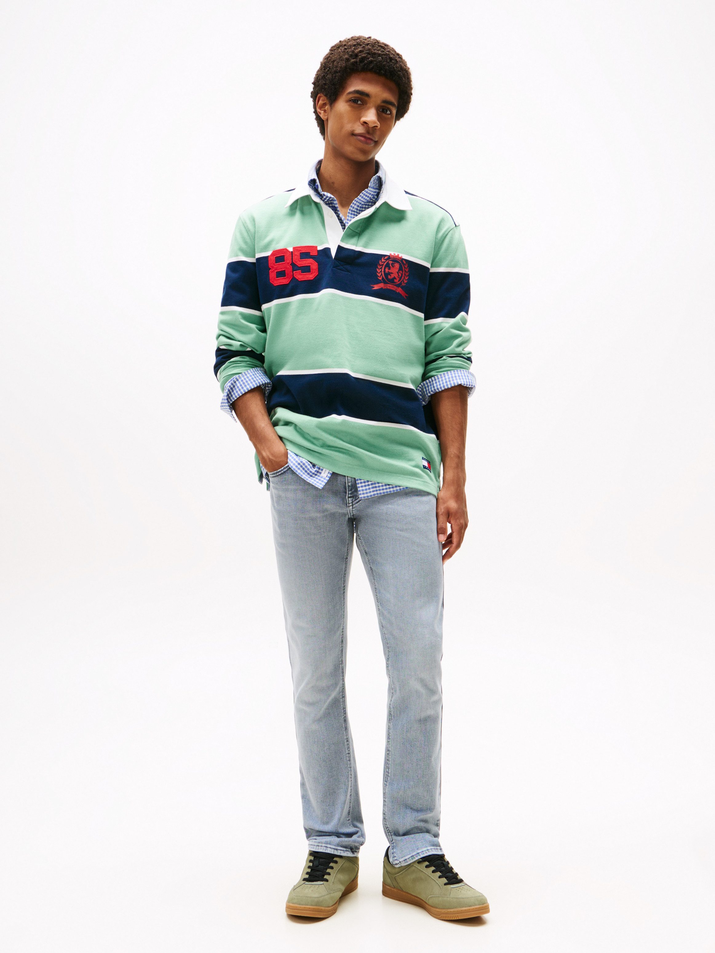 Tommy Jeans Gerade Jeans Scanton Slim Mit Markenlabel aus Leder hinten