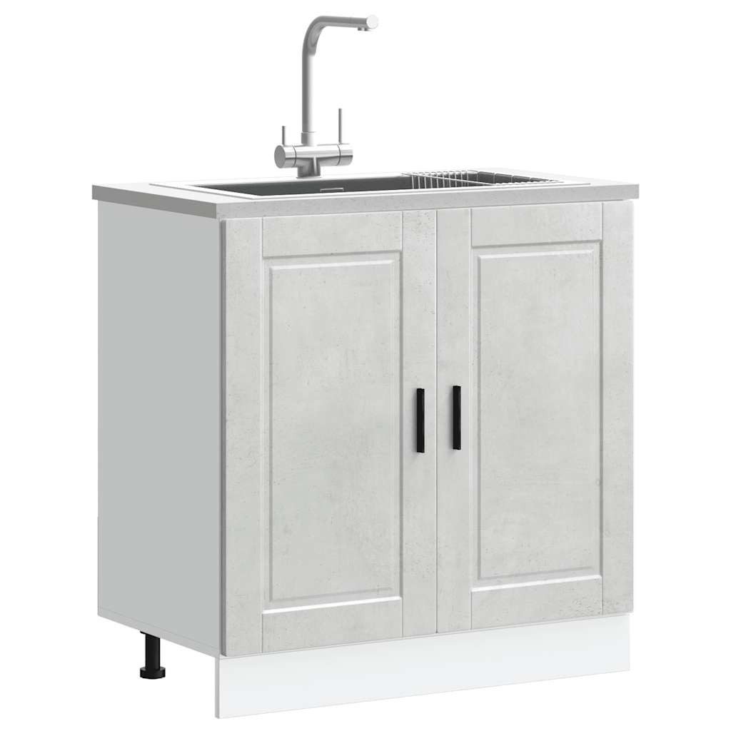 vidaXL Schrankmodule Spülenunterschrank Porto Betongrau 80x46x81,5 günstig online kaufen