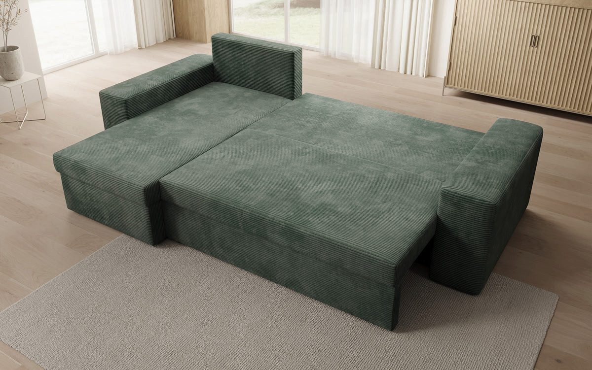 Luxusbetten24 Schlafsofa Designer Sofa Denver in Cord, mit Stauraum und Schlaffunktion – Bild 3 von 5