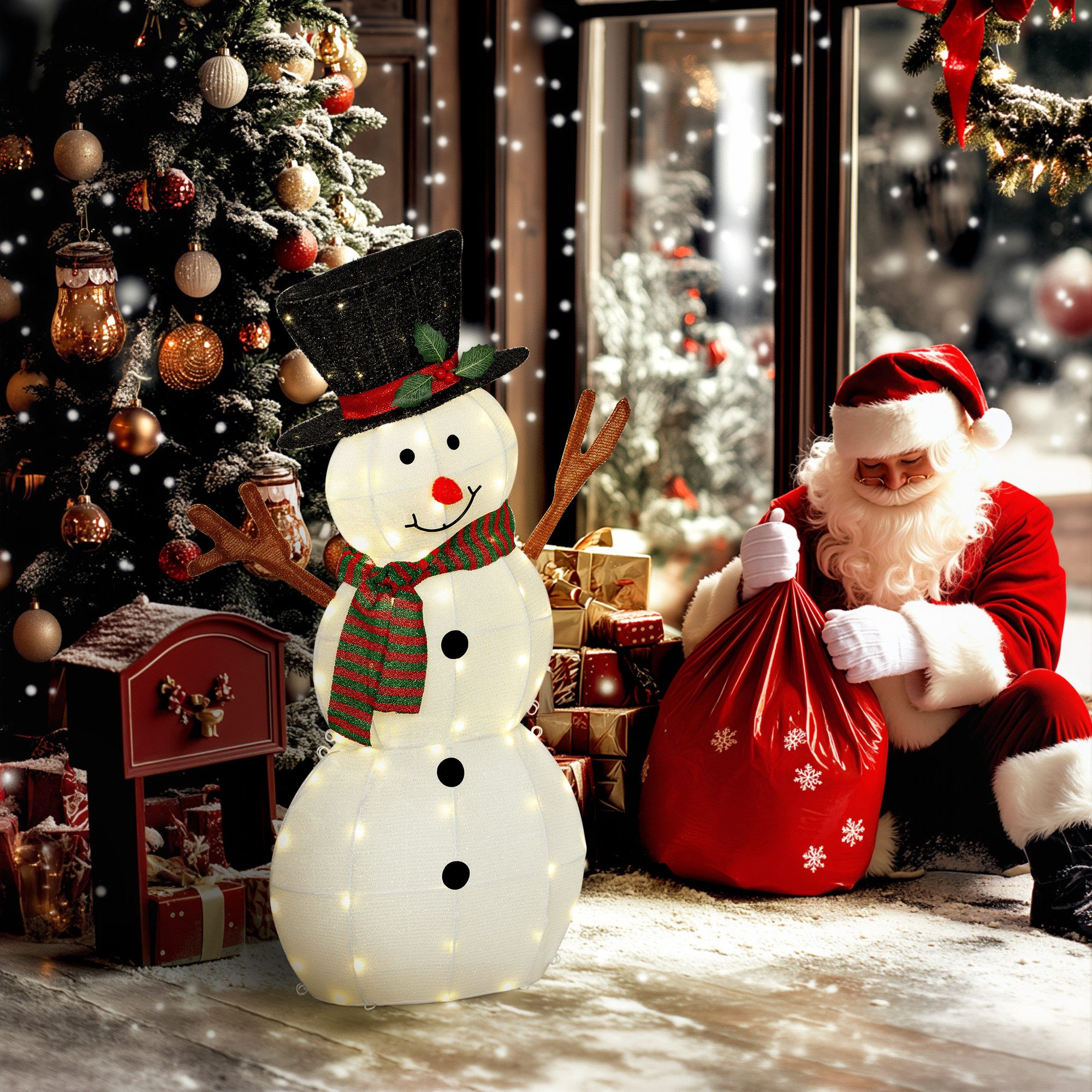 Outsunny Weihnachtsfigur mit 75 LEDs (Weihnachtsdekoration, 1 St., Schneema günstig online kaufen