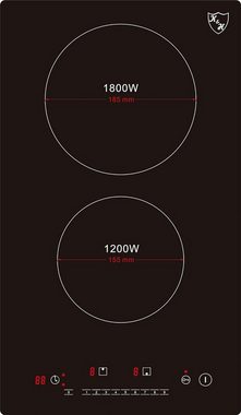 K&H Elektro-Kochfeld K&H® Domino 2 Zonen Glaskeramikkochfeld 30cm Autark Eingebaut VC-3002, Einbaufähig oder freistellbar