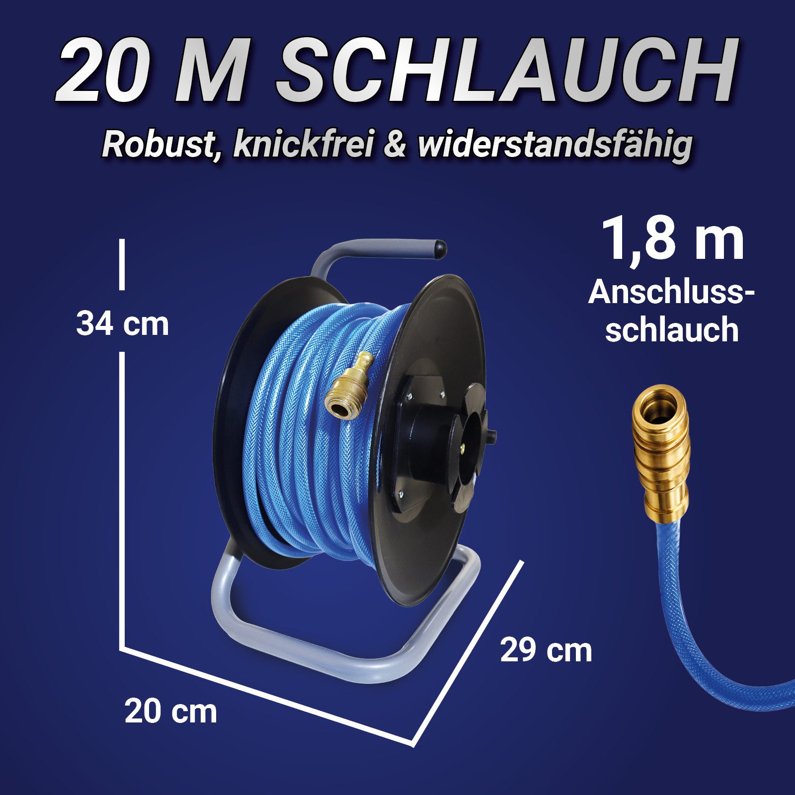 Bituxx Druckluftschlauch Schlauchtrommel 20 Meter manuell MS-20003 – Bild 2 von 5