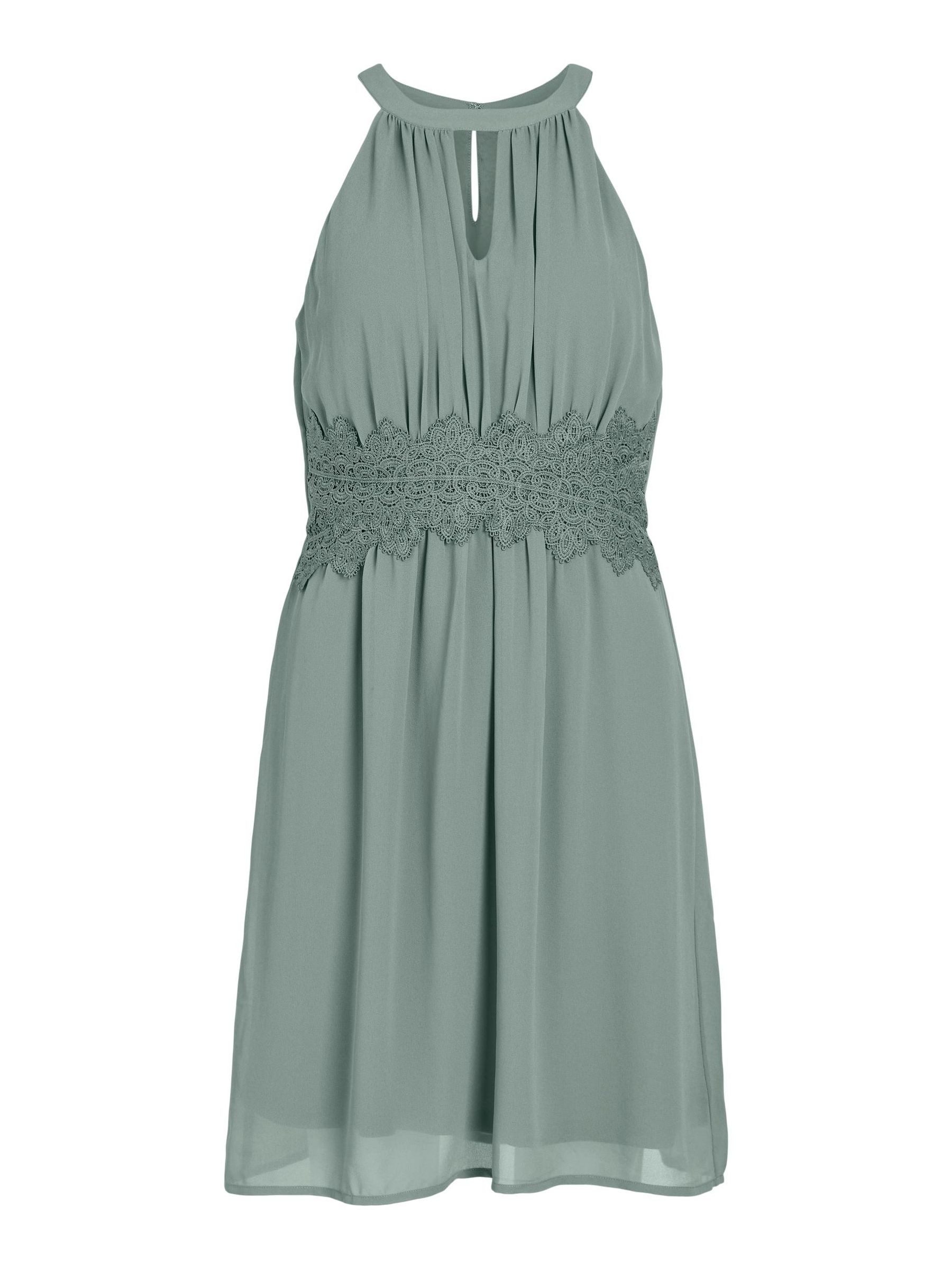 Vila Shirtkleid Lockeres Sommer Dress Stickerei mit Neckholder (mini) VIMILINA HALTERNECK DRESS - NOOS