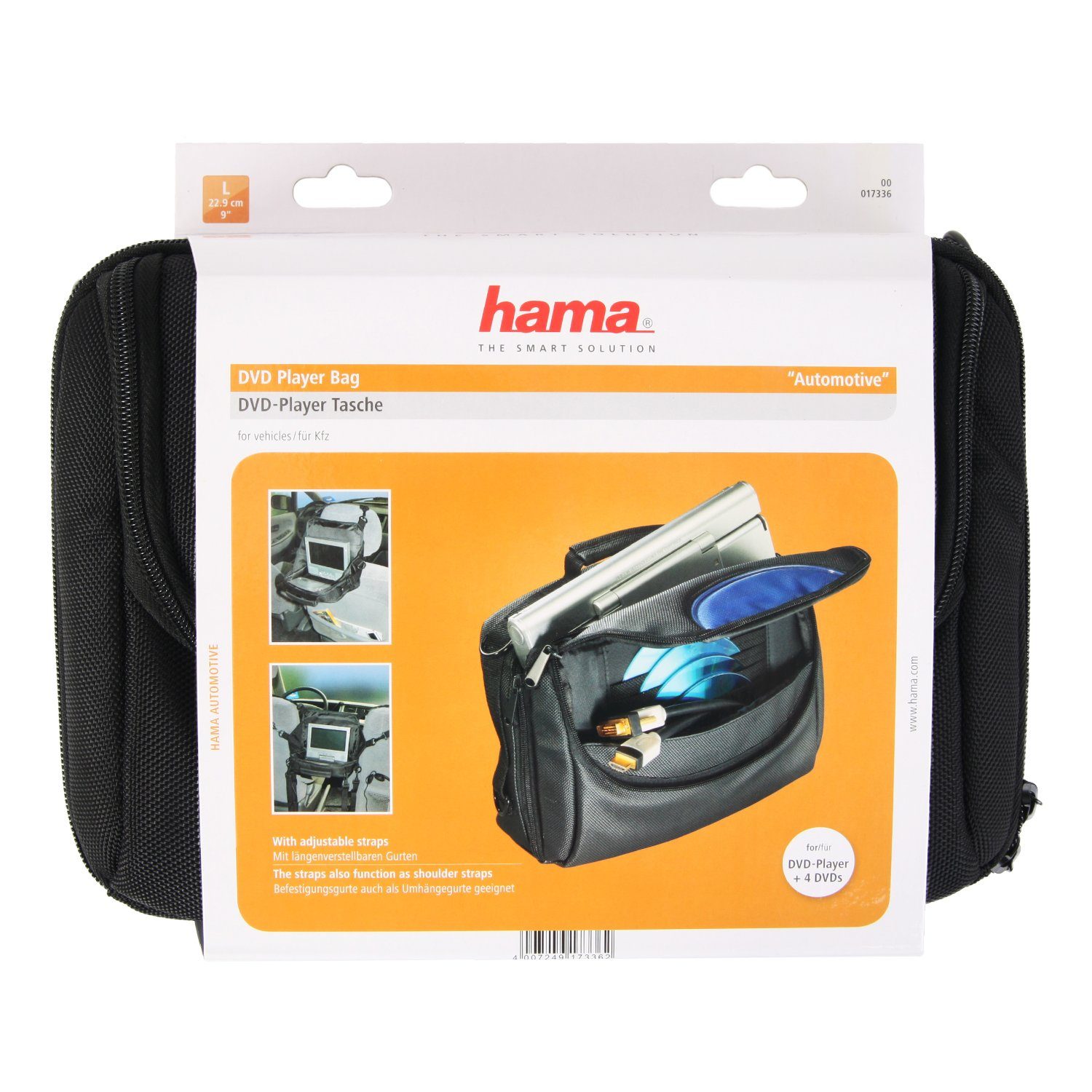 Hama DVD-Player-Tasche Tasche Hülle tragbarer Rückbank-Entertainment Kopfstütze, Kfz-Halterung Auto PKW DVD-Player, Mit für CD