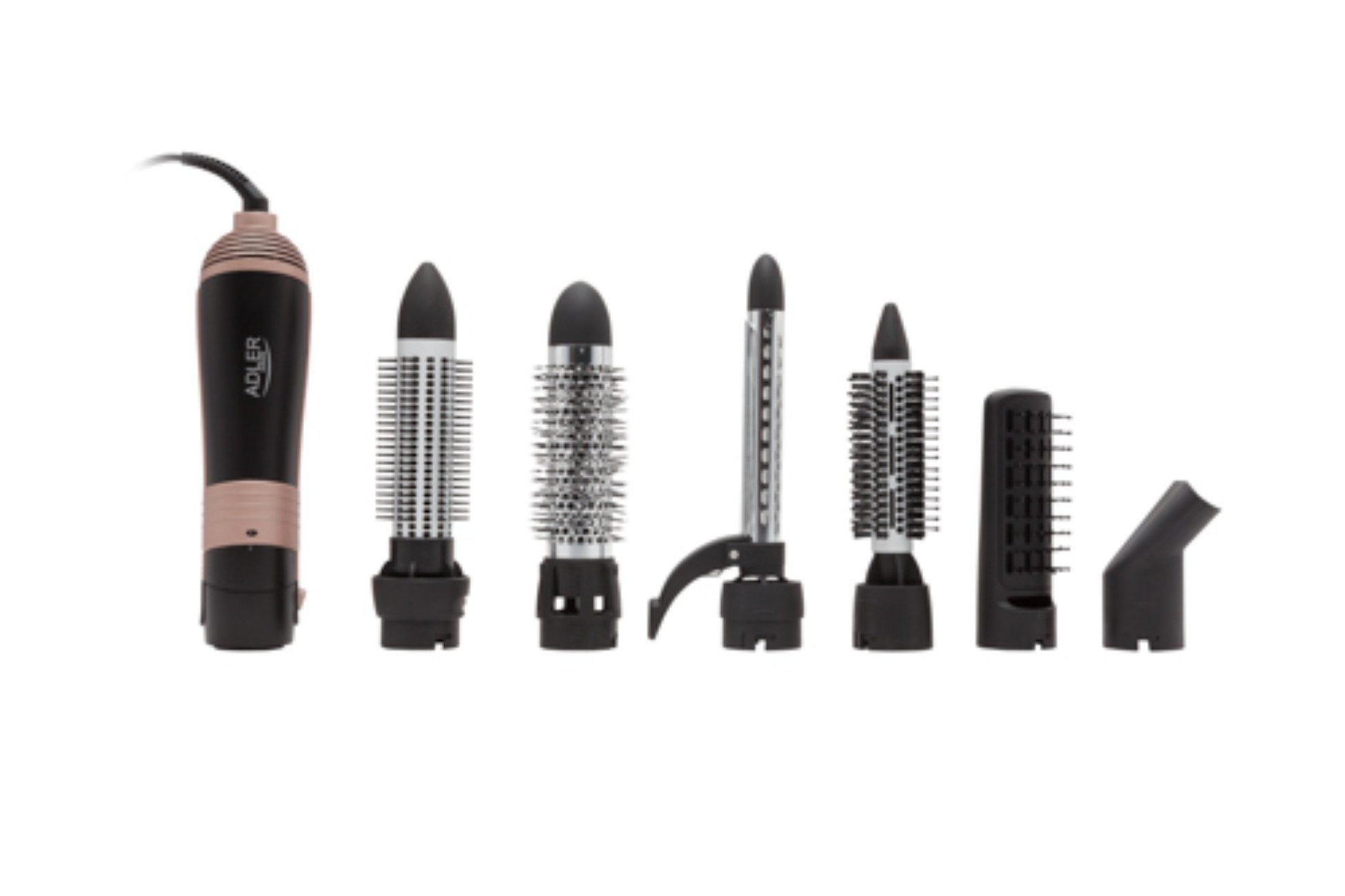 Adler Volumen- und Lockenstyler AD 2022, Keramikbeschichtung, 6-in-1 Haarstyler Set 1200W - 6 Aufsätze inkl. Reisebeutel
