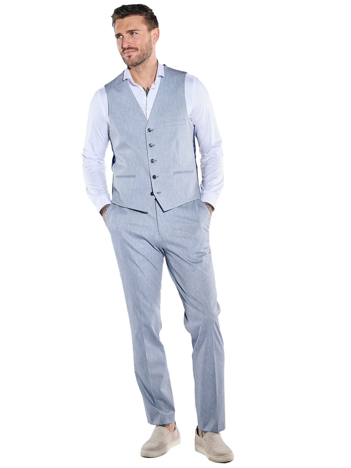 emilio adani Anzugweste Herren Anzug-Weste slim fit, Mittelblau