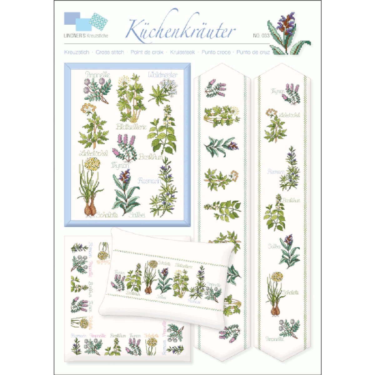 Lindner´s Kreuzstiche Kreativset Lindner´s Kreuzstiche Zählmuster Vorlage "Küchenkräuter", 033, (embroidery kit by Marussia)