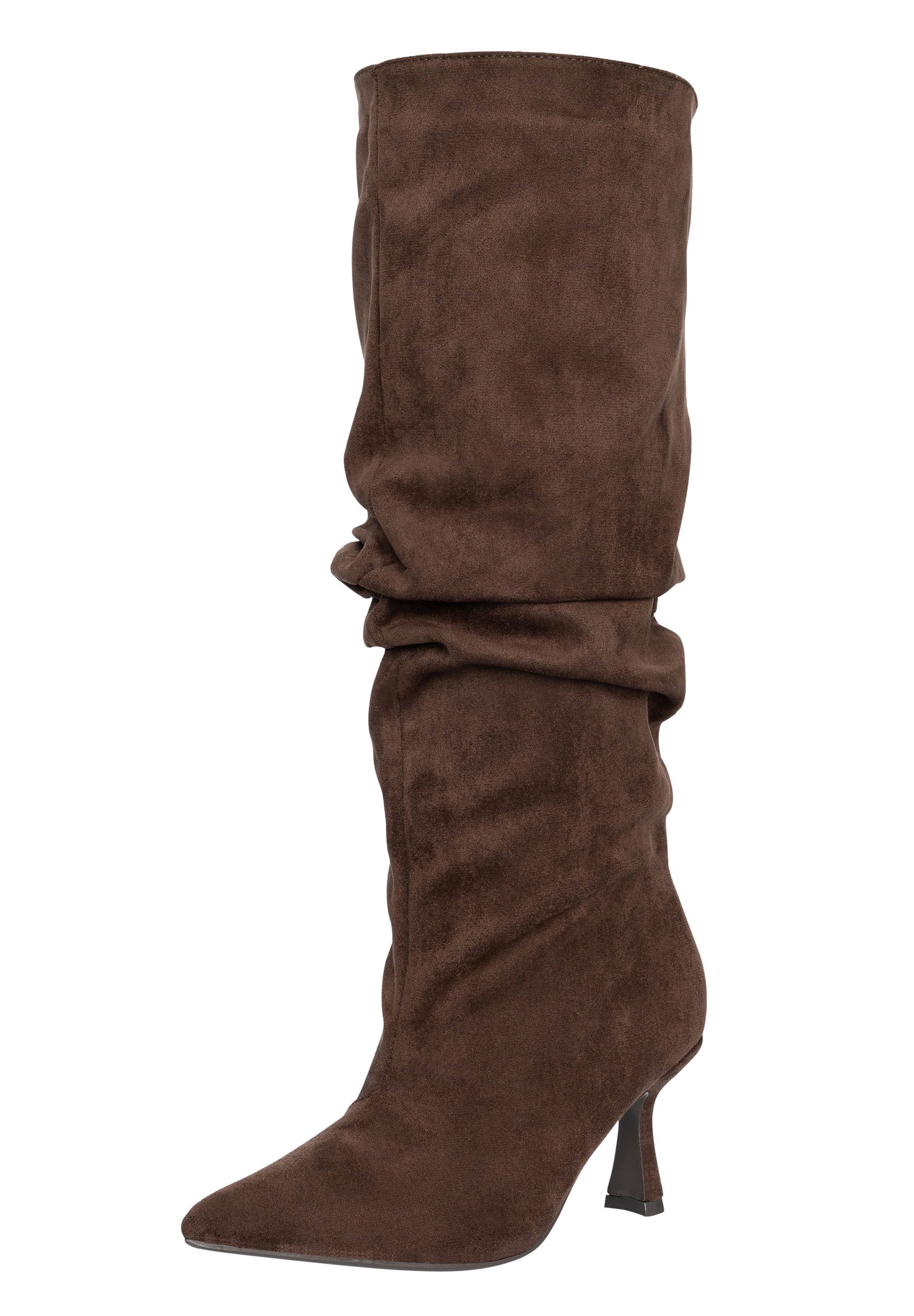 Salinyang Kniehohe Damenstiefel mit gerafftem Schaft & Absatz Elegant Stiefel
