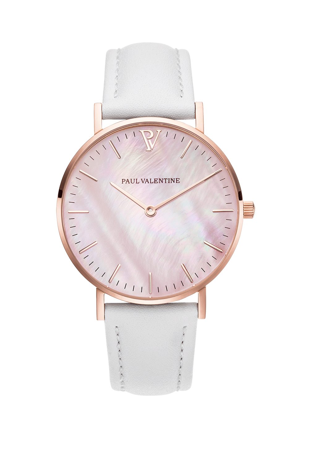 Paul Valentine Quarzuhr ROSE GOLD PINK SEASHELL WHITE