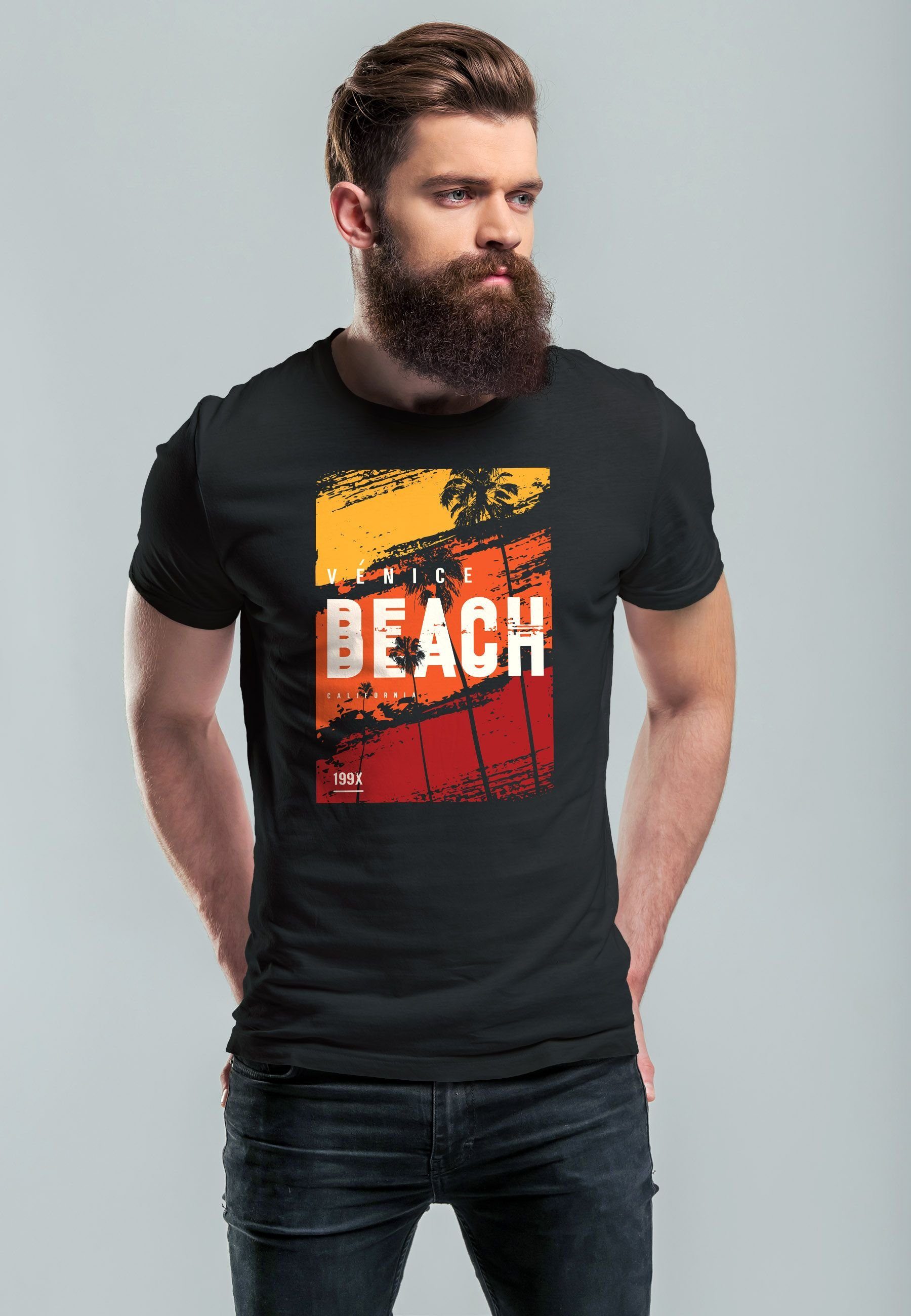 Neverless Print-Shirt Herren T-Shirt Sommer Venice günstig online kaufen